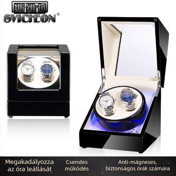 Automata mechanikus órák feltekerő doboza | Modell SVC2000, MDF piano felülettel, kézi csiszolás és polírozás