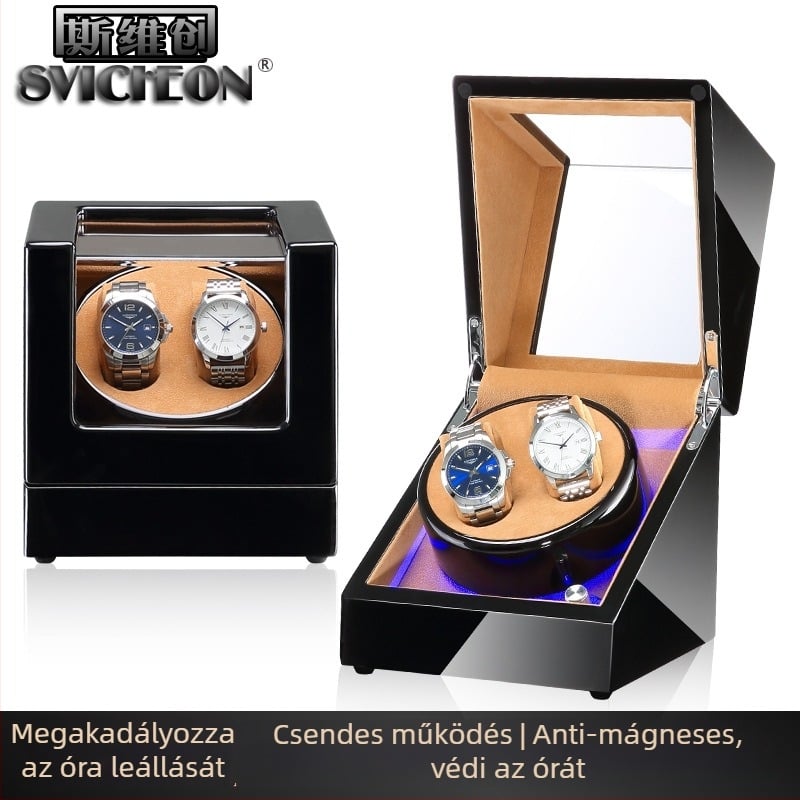 Automata mechanikus órák feltekerő doboza | Modell SVC2000, MDF piano felülettel, kézi csiszolás és polírozás