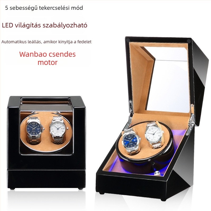 Automata mechanikus órák feltekerő doboza | Modell SVC2000, MDF piano felülettel, kézi csiszolás és polírozás