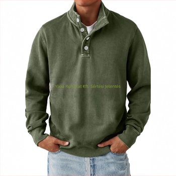 Férfi laza szabású pulóver nyomtatott mintával, hosszú ujjú, 99% poliészter, digitális nyomtatás, 3D zseb