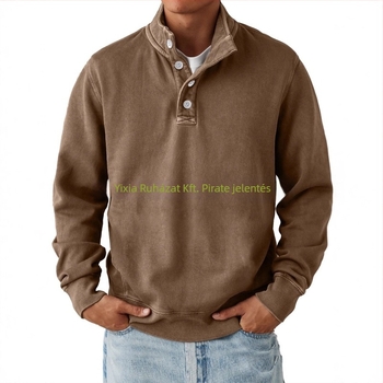 Férfi laza szabású pulóver nyomtatott mintával, hosszú ujjú, 99% poliészter, digitális nyomtatás, 3D zseb