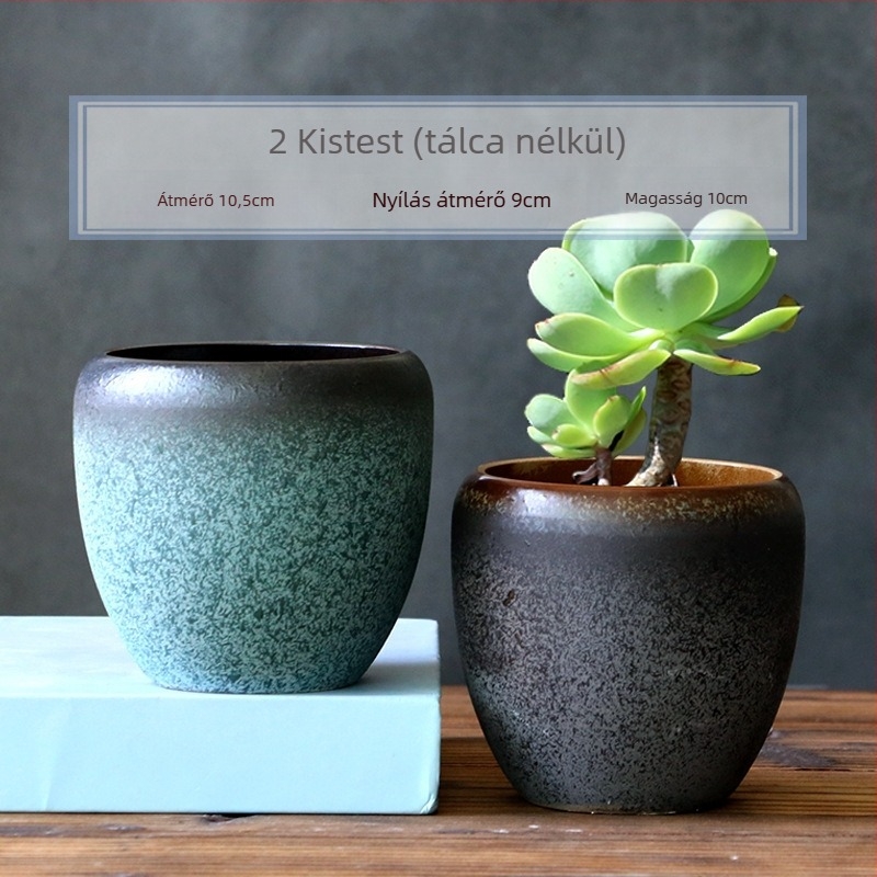 Nagy kerámia virágtartó tálcával, tojás alakú minimalist design beltéri növényekhez