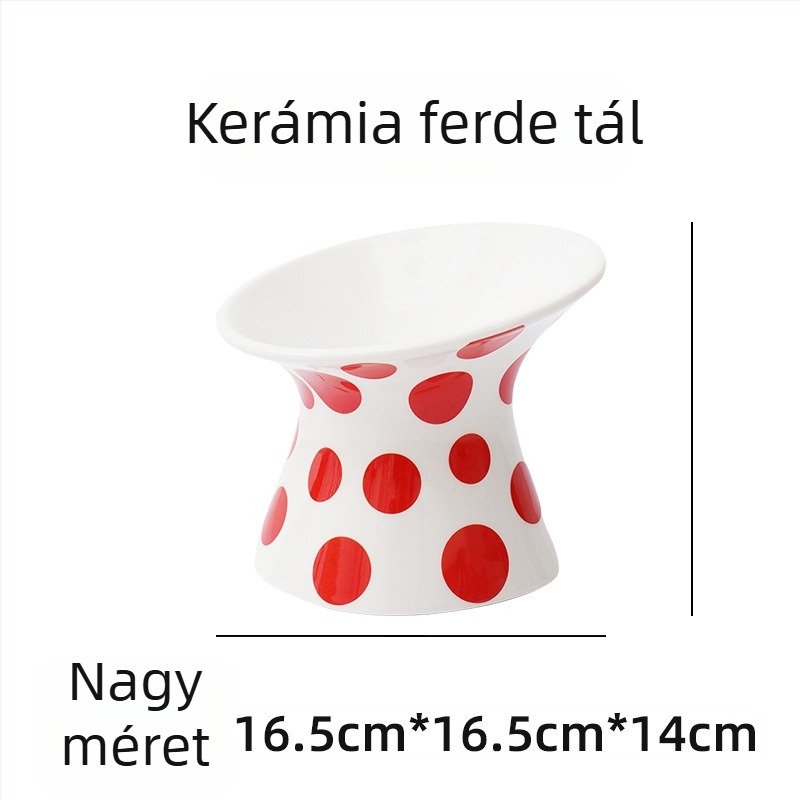 ZEZE macska- és kutyatálak készlet — kerámia magas etetőtál macskáknak, rozsdamentes acél etetőtál, összecsukható víztál dőlés elleni védelemmel