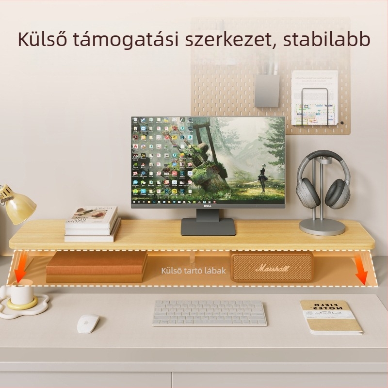 Mugg márkájú, szénacélból készült monitoremelő állvány asztali tárolóval, kompatibilis kijelzőkhöz/laptopokhoz, asztali stílus, modell 2325597419016389120