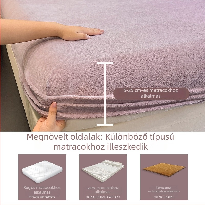 Téli vastag tej Velúr lepedő, puha felülettel, tatami matracvédő és korall Velúr ágyneműkészlet