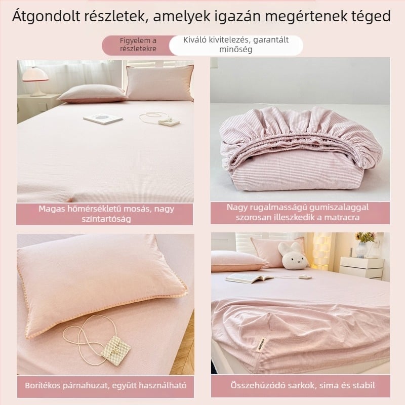 A osztályú 100% pamut feszítő lepedő és matracvédő egyben, kollégiumi és otthoni használatra, egész évben, csúszásmentes, teljes lefedettség
