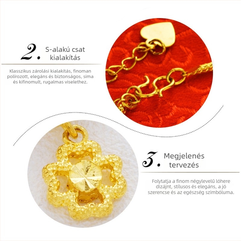 Bokakarkötő - kétszintes sárgaréz aranyozott 24k, harangok és gyöngyök, nőknek