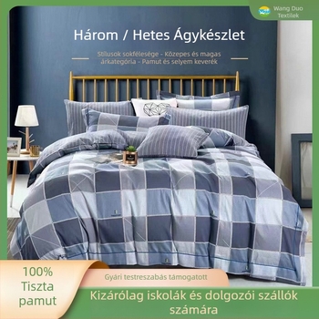 Háromrészes ágynemű-készlet 100% pamut, twill szövés, csíkos minta, reaktív nyomtatás