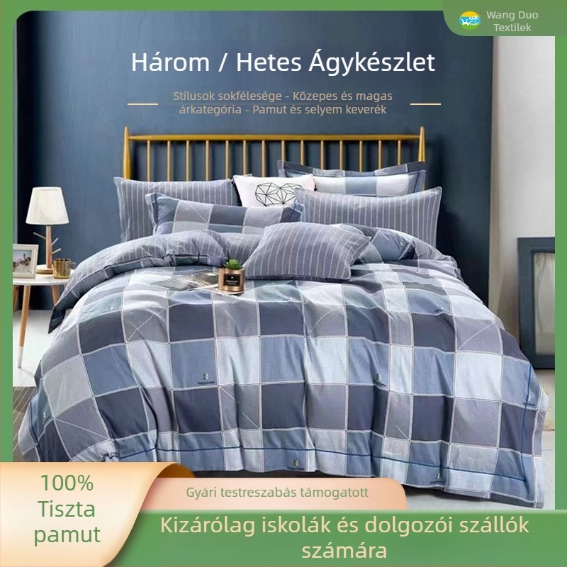 Háromrészes ágynemű-készlet 100% pamut, twill szövés, csíkos minta, reaktív nyomtatás