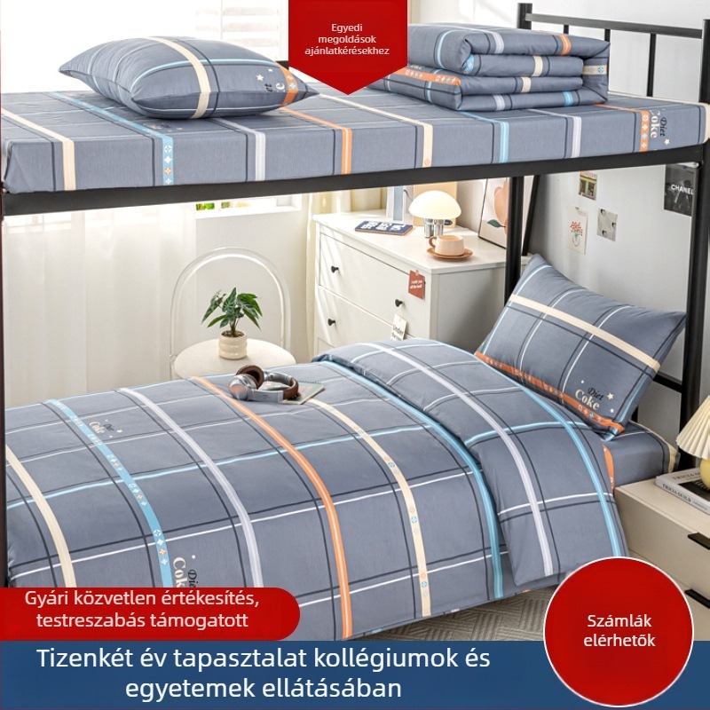 100% pamut ágynemű szett, egyágyas ágyhoz – 3- vagy 6-darabos készlet, lepedők és paplanhuzat geometriai mintával, kék színben