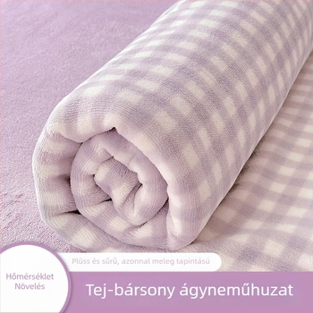 Milk Velvet ágyneműhuzat, méret 180x200-220 cm, téli vastag plüss velúr, fleece béléssel