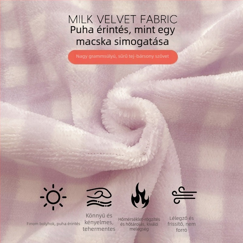 Milk Velvet ágyneműhuzat, méret 180x200-220 cm, téli vastag plüss velúr, fleece béléssel