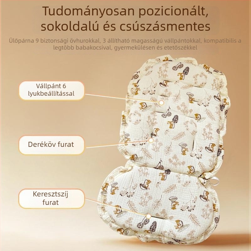 Pamut babakocsi ülés párna, őszi–téli használatra, univerzális meleg párna