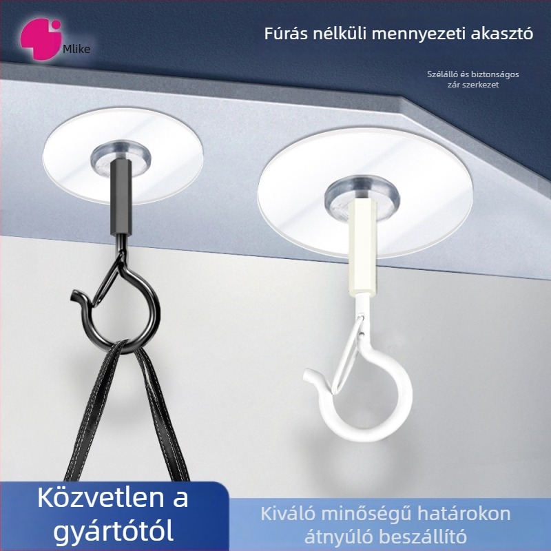 Ragasztó mennyezeti horog lámpásokhoz, fényfüzérhez és szúnyoghálókhoz – Vas, Egykaros, Modern minimalizmus, 5–10 kg teherbírás