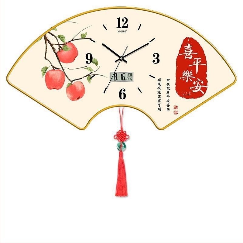 Nappali falióra hőmérséklet kijelzővel, ventillátor alakú dizájn, kvarc működés, fa tárcsa