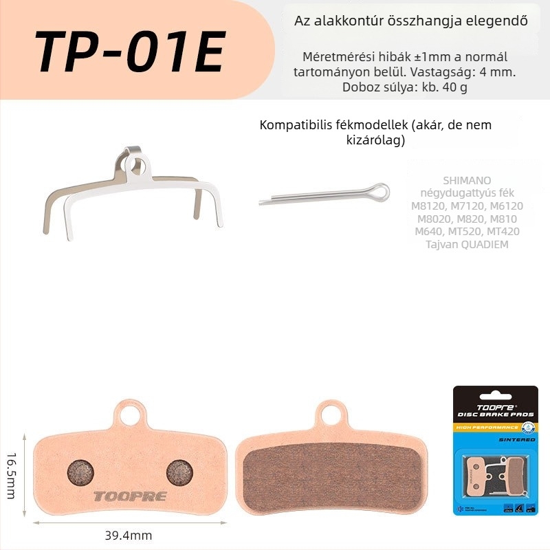 TOOPRE fém szinterezett tárcsaféktét kerékpárokhoz, mountain és road kerékpárokhoz, valamint elektromos rollerekhez
