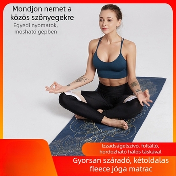 Jóga törölköző a matracra: csúszásmentes, nedvszívó, kétoldalas fleece, gyorsan szárad, géppel mosható