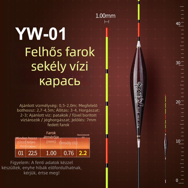 Vertikális sodrású horgászúszó - nano anyag, nagy érzékenység, vastagított kialakítás, modell 32889