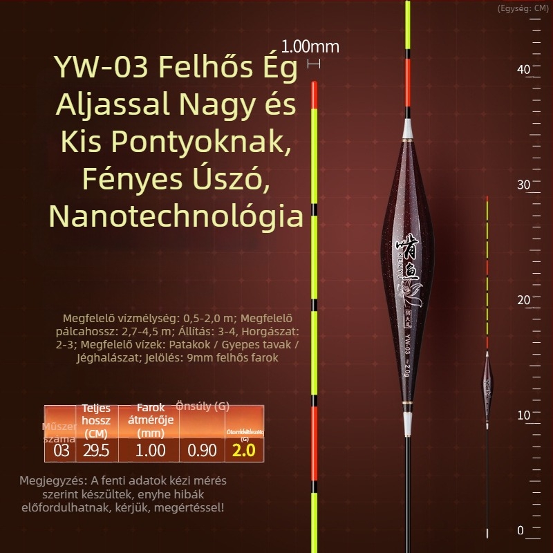 Vertikális sodrású horgászúszó - nano anyag, nagy érzékenység, vastagított kialakítás, modell 32889
