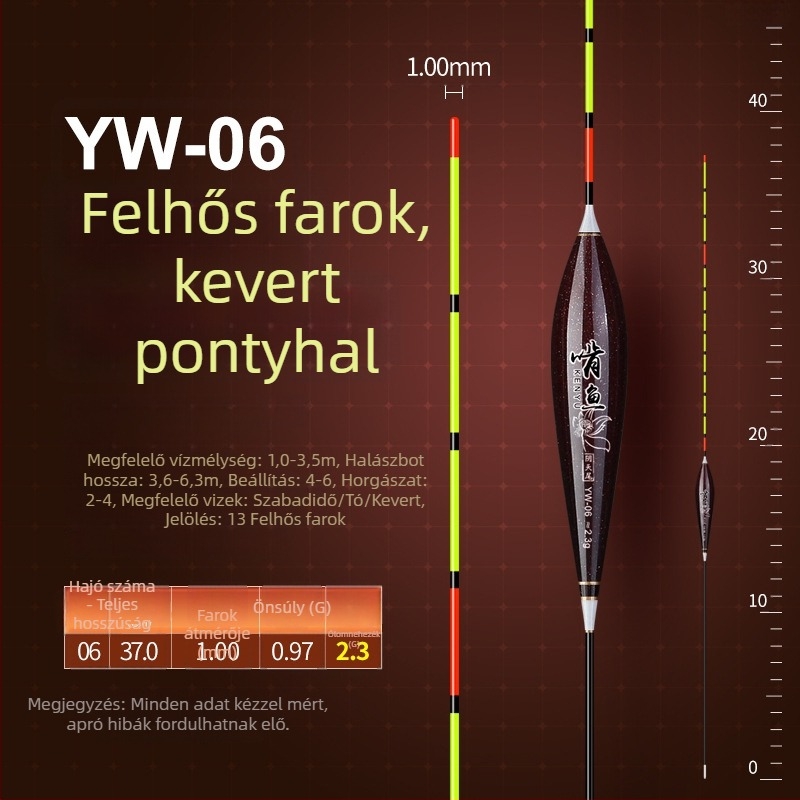 Vertikális sodrású horgászúszó - nano anyag, nagy érzékenység, vastagított kialakítás, modell 32889