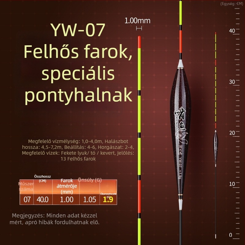 Vertikális sodrású horgászúszó - nano anyag, nagy érzékenység, vastagított kialakítás, modell 32889