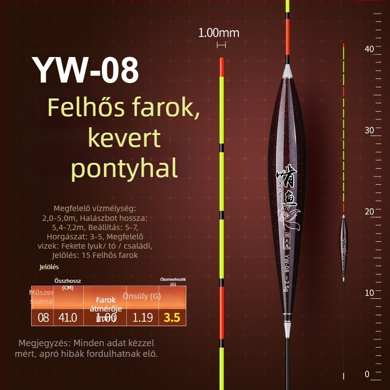 Vertikális sodrású horgászúszó - nano anyag, nagy érzékenység, vastagított kialakítás, modell 32889