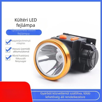 LED fejlámpa fejpánttal, újratölthető, üzemideje 8–9 óra, vízálló (45 g)