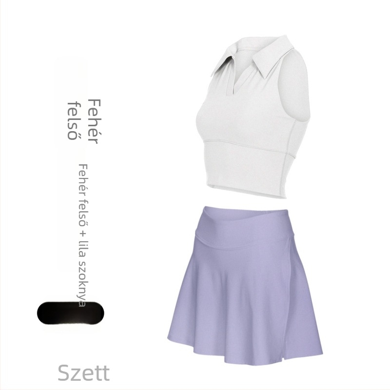 Polo galléros tenisz- és fitnesz ruházat, ujjatlan, rövidnadrág, levehető bélés, gyorsan száradó