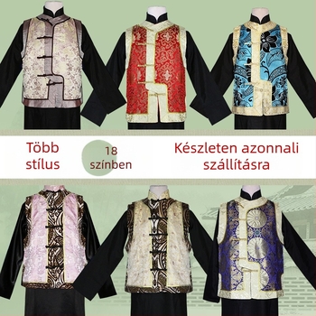 Férfi ujjatlan mellény - egyenes szabású, gallér nélküli, egy soros zárás, mind a négy évszakra