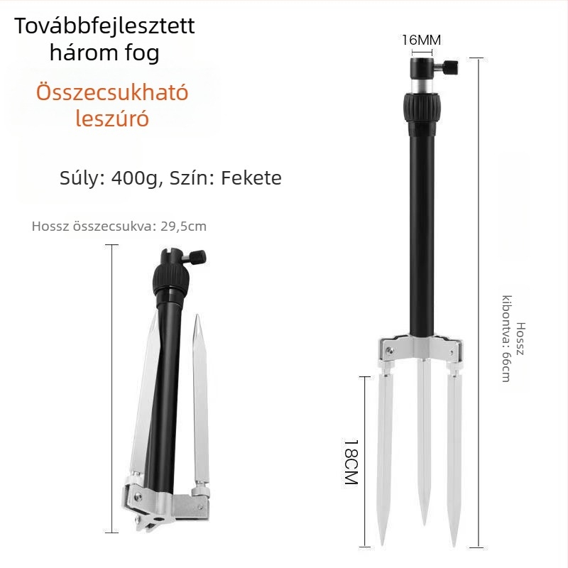 3–in–1 horgászbot-tartó kültéri használatra, hordozható multifunkcionális tartó etetőtálcával