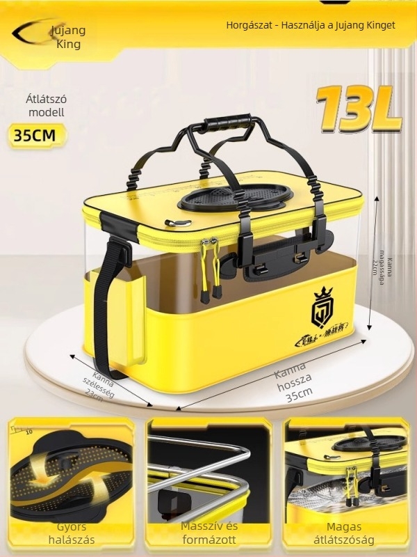 Camper EVA Összecsukható Átlátszó Halas Tartály – Kültéri Horgászathoz, Multifunkcionális Doboz