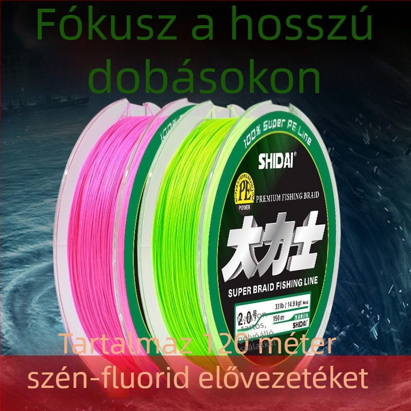 PE bevonattal ellátott Dyneema főzsinór, kopásálló, nagy szakítószilárdságú, tengeri horgászathoz, műcsalis és horgonyzott horgászathoz