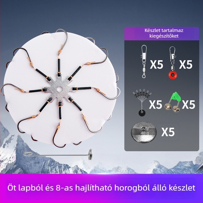 Flip horog készlet, 8-as számú horog, tározó tónál horgászathoz, 1 db