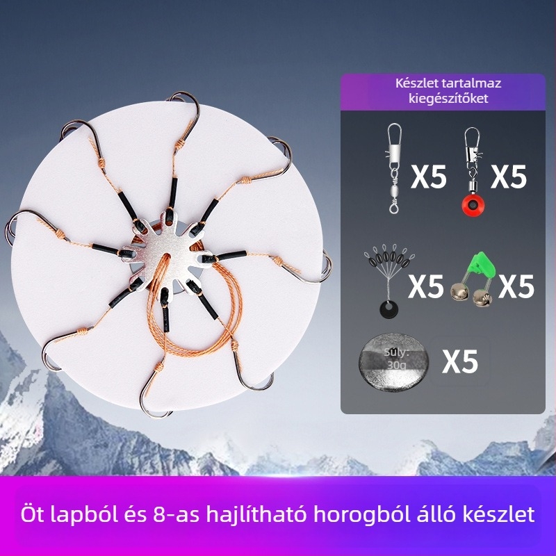 Flip horog készlet, 8-as számú horog, tározó tónál horgászathoz, 1 db