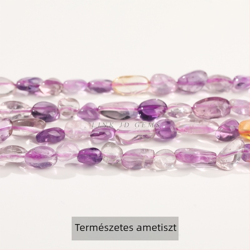 DIY kristály gyöngy készlet — szabálytalan természetes kő gyöngyök (rózsakvarc, ametiszt) ékszerkészítéshez
