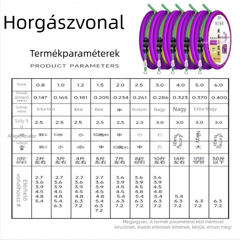 Aranyszálas horgász damilszett – előkötött fő damil, késztermék, puha készlet, teljes készlet