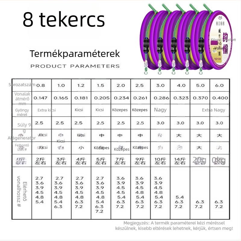 Aranyszálas horgász damilszett – előkötött fő damil, késztermék, puha készlet, teljes készlet