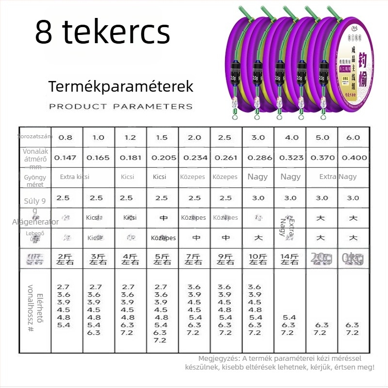 Aranyszálas horgász damilszett – előkötött fő damil, késztermék, puha készlet, teljes készlet