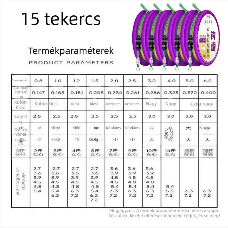 Aranyszálas horgász damilszett – előkötött fő damil, késztermék, puha készlet, teljes készlet