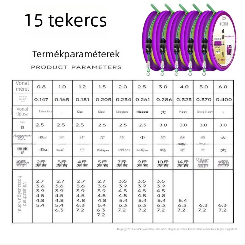 Aranyszálas horgász damilszett – előkötött fő damil, késztermék, puha készlet, teljes készlet