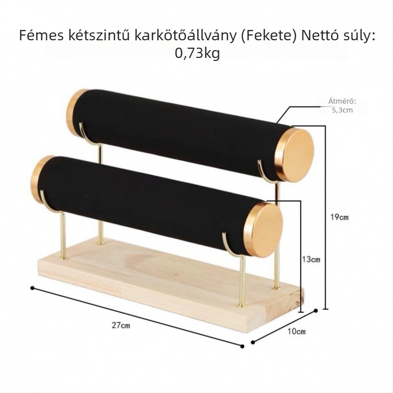 Karkötő kiállító állvány, háromszintes, cilindrikus kialakítású, ékszerekhez