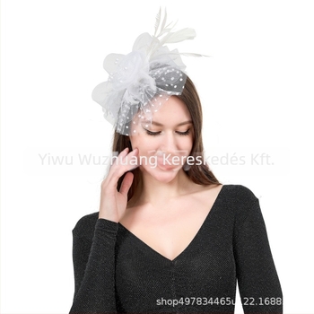 Tollas hálós esküvői fejdísz retro virágos sapka stílusban, kézzel készített, 2023 tavasz, testreszabható