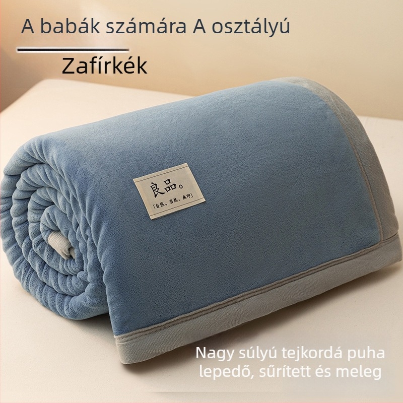 Sűrített tej velvet ágynemű és korall fleece takaró télre, egyszemélyes ágyhoz