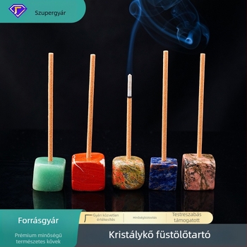 Természetes ametiszt kristály, négyszögletes kő illatosító dísz és füstölő alap