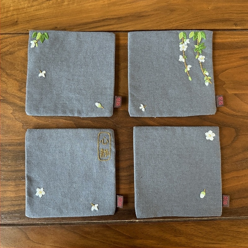 DIY teaalátét kínai stílusban, Zen Lu hímzés, kézzel készült a Jinhao márkától, kínai stílus sorozat minta, testreszabható, nappalira vagy étterembe