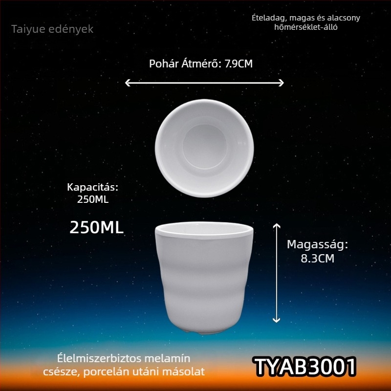Melamin porcelánhatású bögre, szigetelt, hengeres, egyrétegű, testreszabható