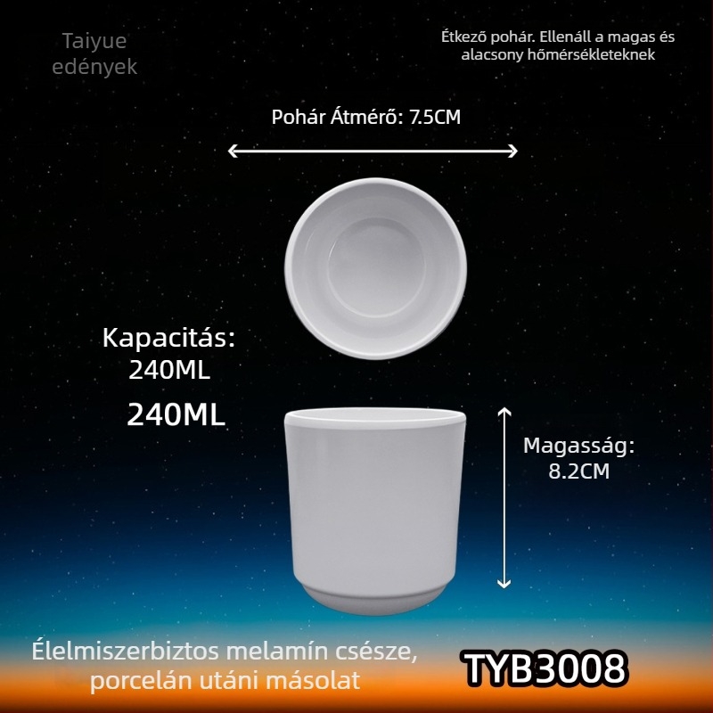 Melamin porcelánhatású bögre, szigetelt, hengeres, egyrétegű, testreszabható