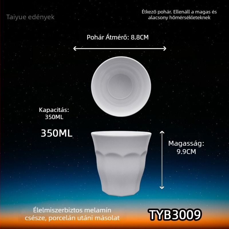 Melamin porcelánhatású bögre, szigetelt, hengeres, egyrétegű, testreszabható