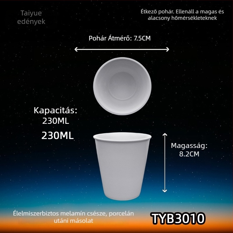 Melamin porcelánhatású bögre, szigetelt, hengeres, egyrétegű, testreszabható