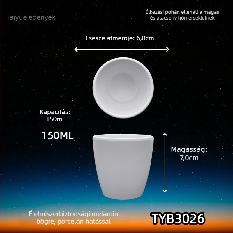Melamin porcelánhatású bögre, szigetelt, hengeres, egyrétegű, testreszabható